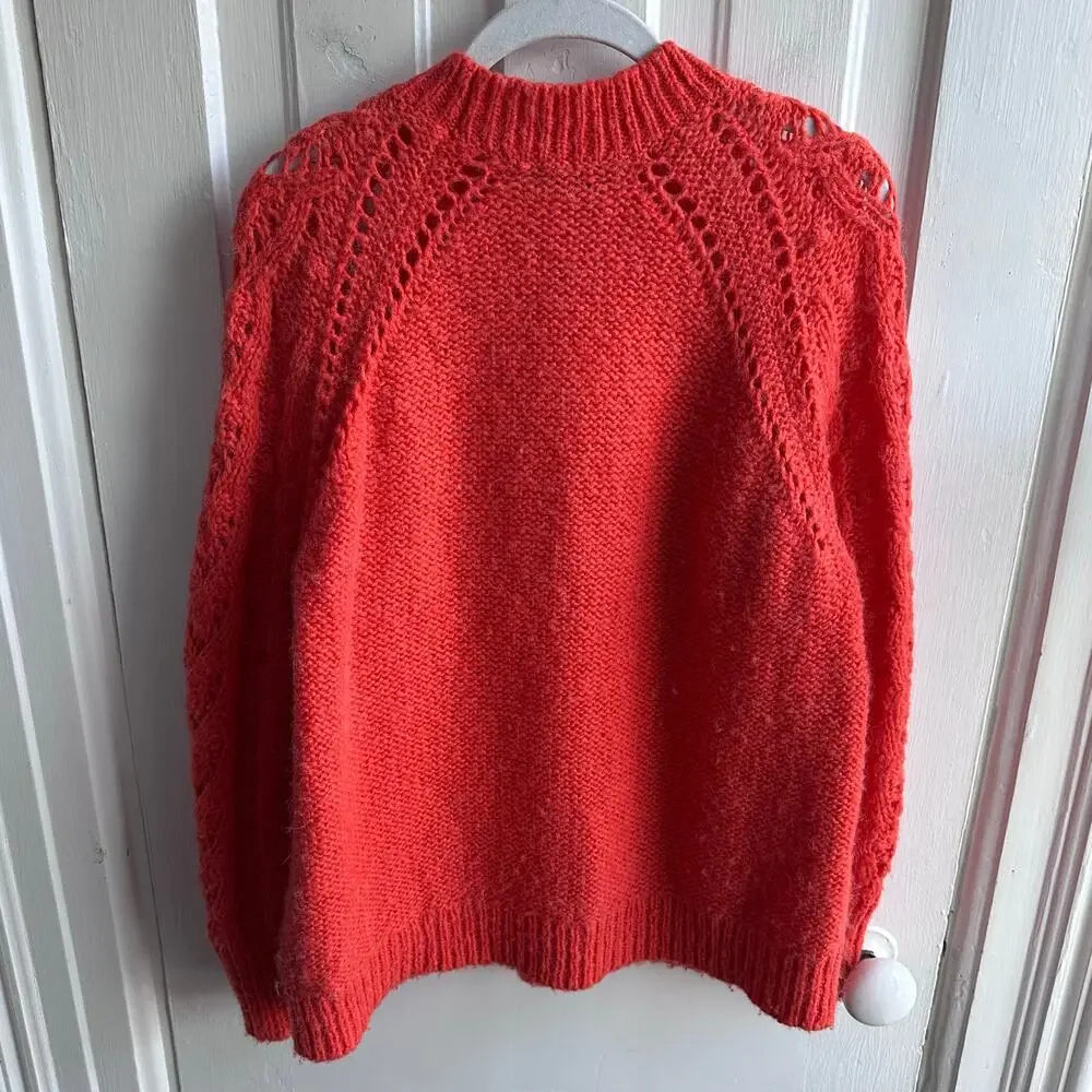 J.Crew Textured Alpaca Blend Pom Pom Cable Knit Sweater – Size Small